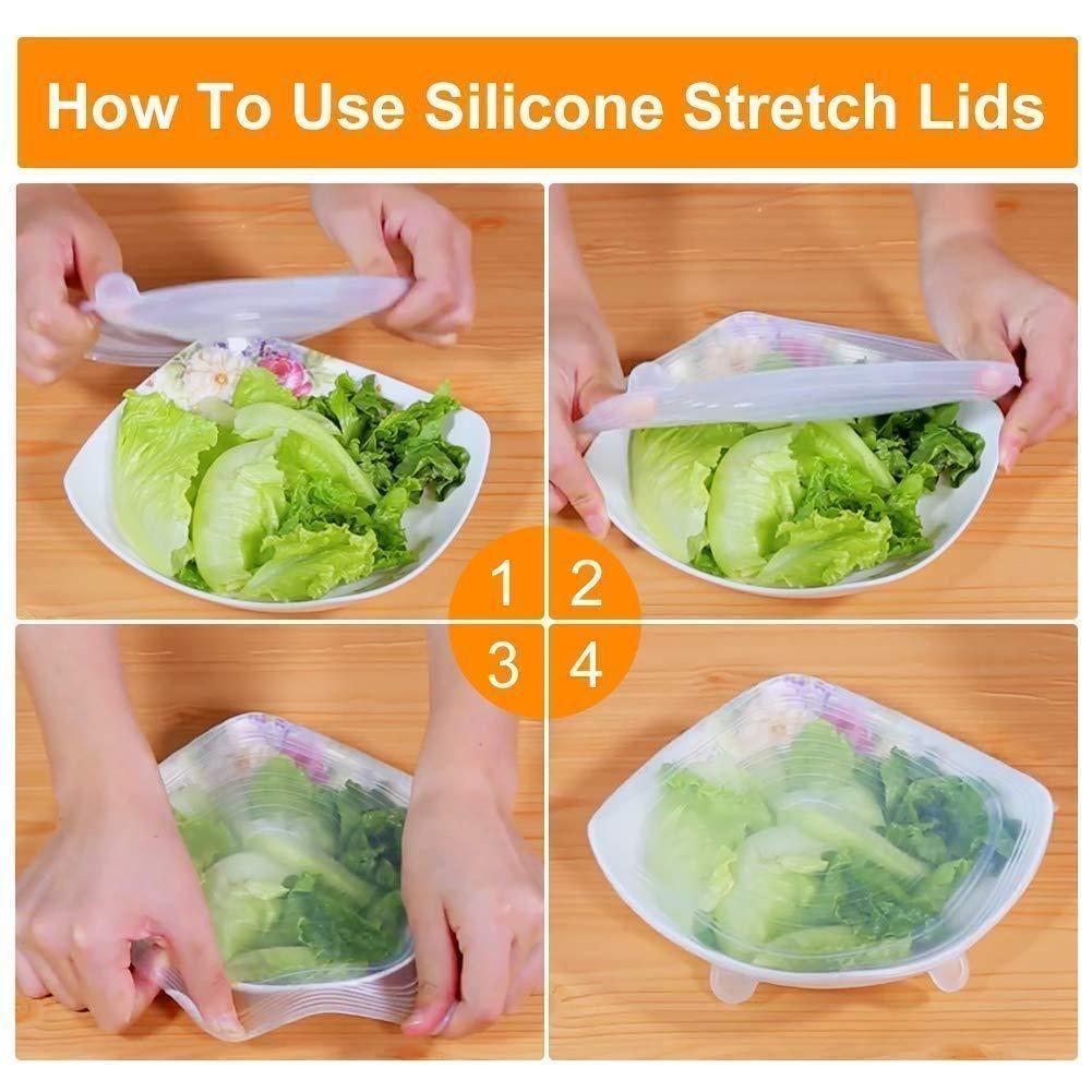 Silicon Lids - Reusable Silicone Stretch Lids For Food Cover ( Set of 6 )