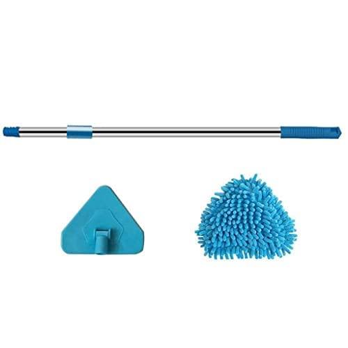 Rotatable Triangle Mop with Long Handle, Microfiber Flat Floor mop Rotatable Cleaning Brush Glass Wiper Window Cleaner