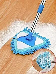 Rotatable Triangle Mop with Long Handle, Microfiber Flat Floor mop Rotatable Cleaning Brush Glass Wiper Window Cleaner